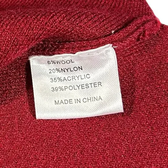 Merokeety Women’s Sz S Long Wool Blend Red Cardigan Knit Duster Coatigan Sweater - Picture 13 of 13
